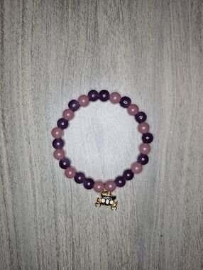 Handmade Pink & Purple Carriage Charm Bracelet